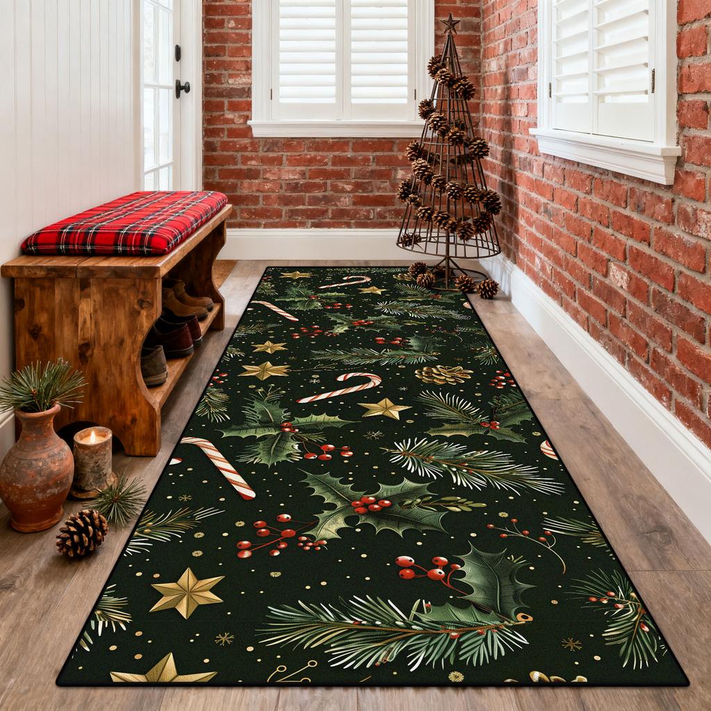 European Style Long Corridor Carpet Christmas Tree Decoration Non-slip Runner Rugs Home Living Room Bedroom Aisle Stair Foot Mat