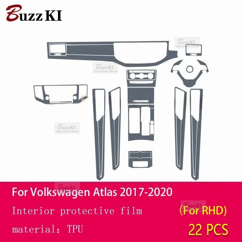 Для Volkswagen Atlas 2017-Автомобильная пленка для интерьера Панель приборов пиано-пластик Центральная консоль КПП Антицарапающая прозрачная ТПУ Автомобильная пленка