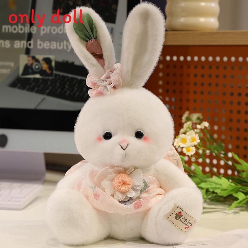 Plaid Cute Dress Cartoon Rabbit Plush Toy For Children Gift And Decoration Room