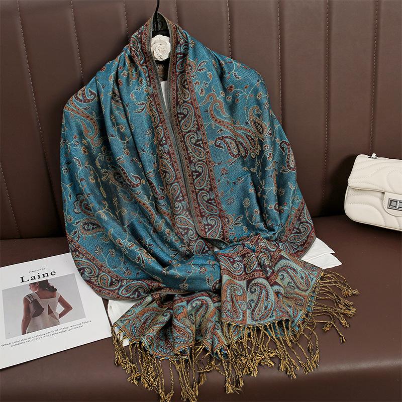 Jacquard Tassel Scarf Imitation Cashmere Soft And Breathable Autumn And Winter Versatile Women'S Shawl Scarf Light Luxury Style