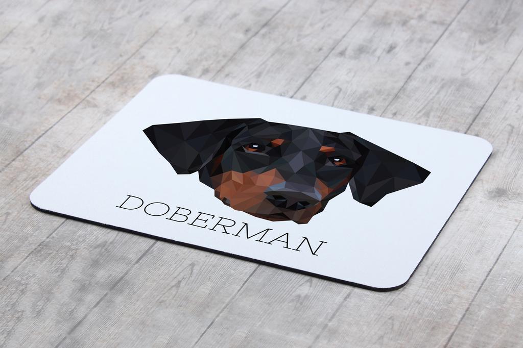 Dobermann, Doberman Pinscher, Dobie – Geometric mouse pad with a picture and text | Art-Dog