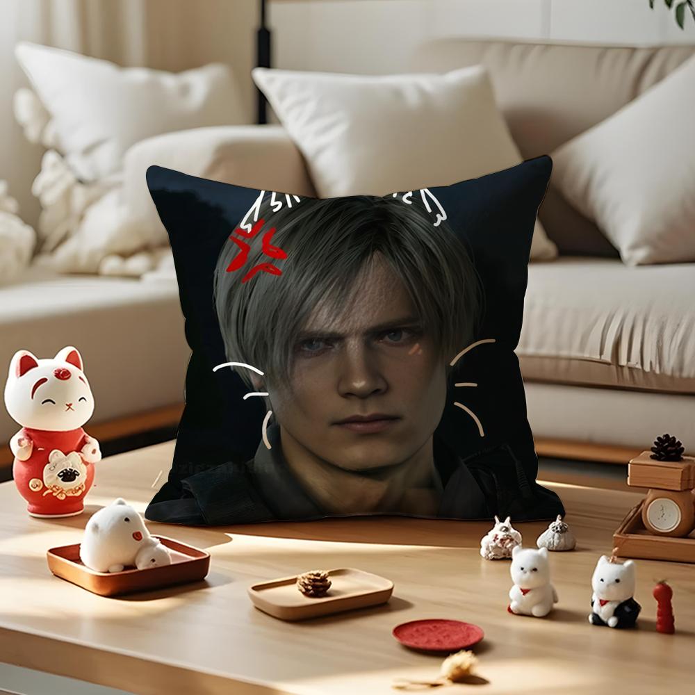 Heart Pink Leon KKennedy Cushion Cover Silky Short Plush with Invisible Zipper Dustproof Sofa Pillow Cover for Home Decor