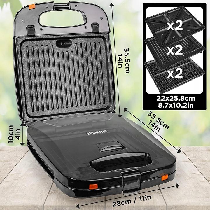 Opiekacz Grill Toster Gofrownica Multifunkcyjny Duronic Swm60 1200W - 3W1!