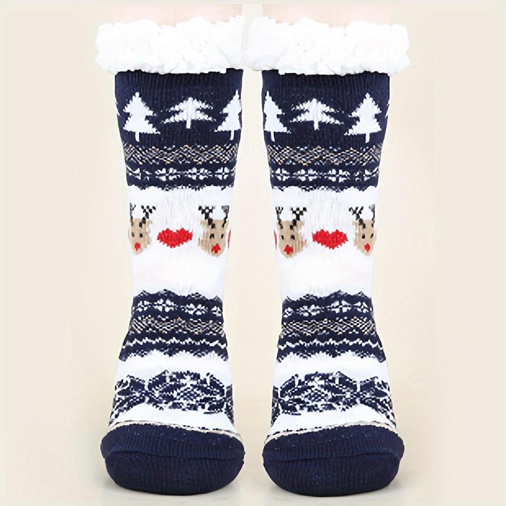 1 пара пушистых носков для женщин, толстые теплые носки с флисовой подкладкой, удобные плюшевые носки для сна, подарок на Рождество для дома