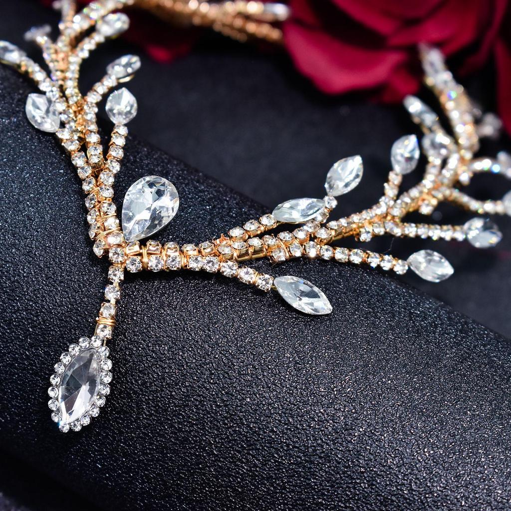 Handmade Rhinestone Bridal Headpiece: Wedding Hair Accessory & Forehead Chain