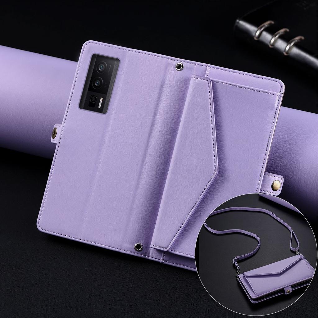 Чехол-книжка для Xiaomi POCO F5 Pro Стиль конверта Кошелек из ПУ кожи Чехол для телефона С ремешком через плечо