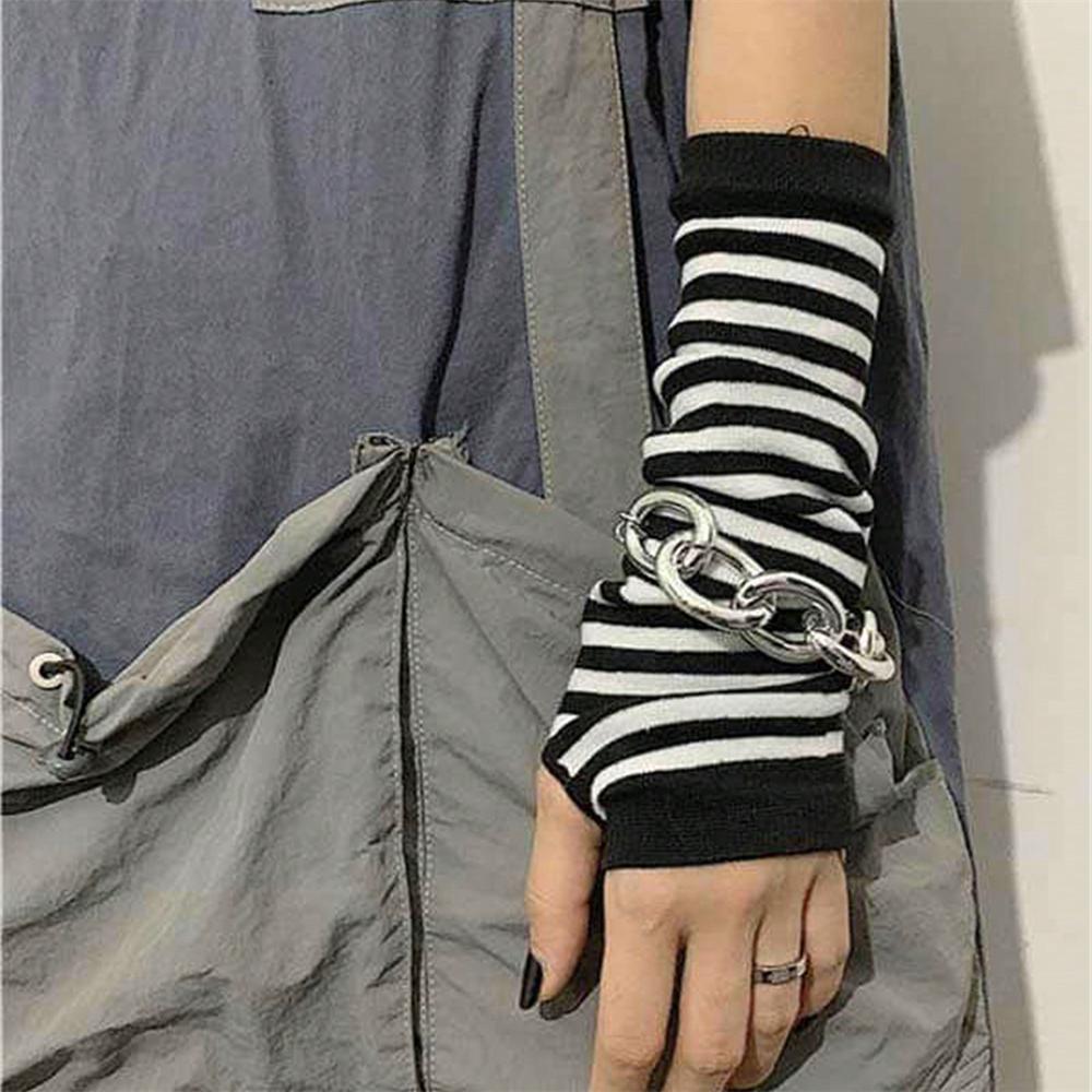 A Pair Long Fingerless Gloves Cuff For Glove Elbow Mittens Cool Stretch Winter Arm Warmer Mitten