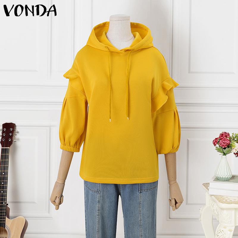 VONDA Женские блузки-пуловеры с капюшоном и оборками, с рукавом до локтя