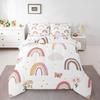 Erosebridal Rainbow Comforter Set 2Pcs, Kawaii Cartoon Cloud Quilt Iridescent Twin for Kids Girls Women Teens, Love Heart Duvet Insert Hand