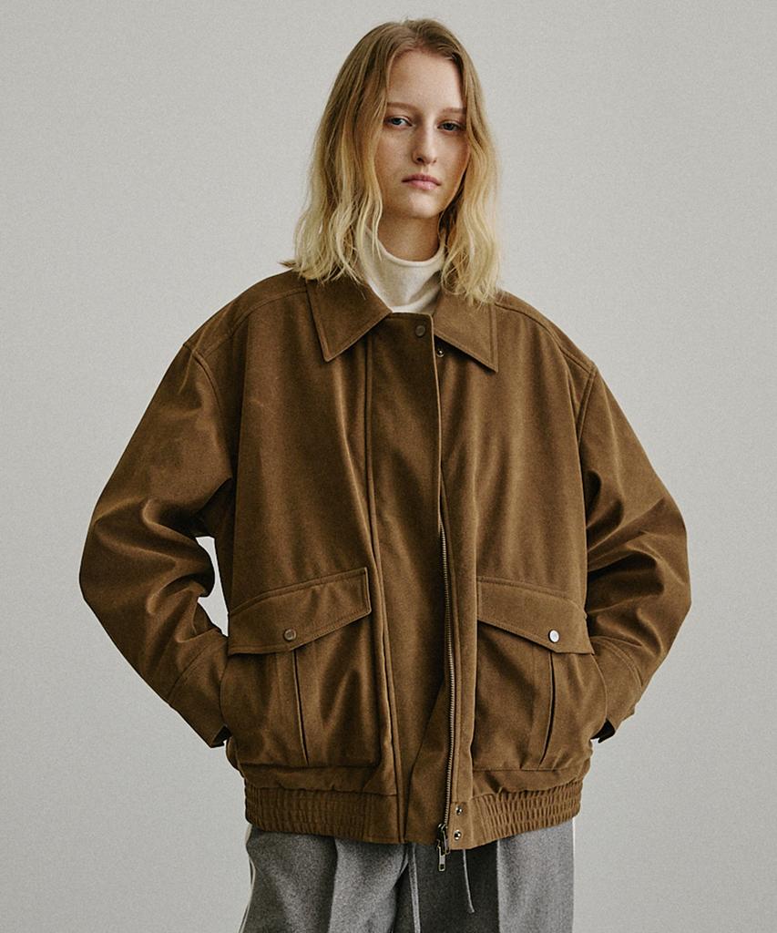 Artid Suede Oversized Blouson Jumper_Brown