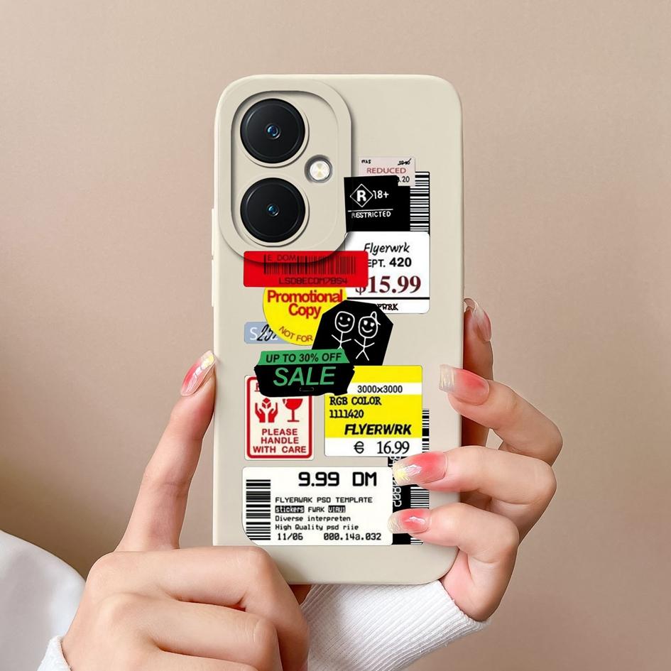 Чехол для телефона для Vivo Y27 V29 Lite Y36 Pro X90 Y17S Y78 + Задние обложки Модные этикетки Защита камеры Мягкий жидкий силикон Роскошный корпус для Vivo Capas