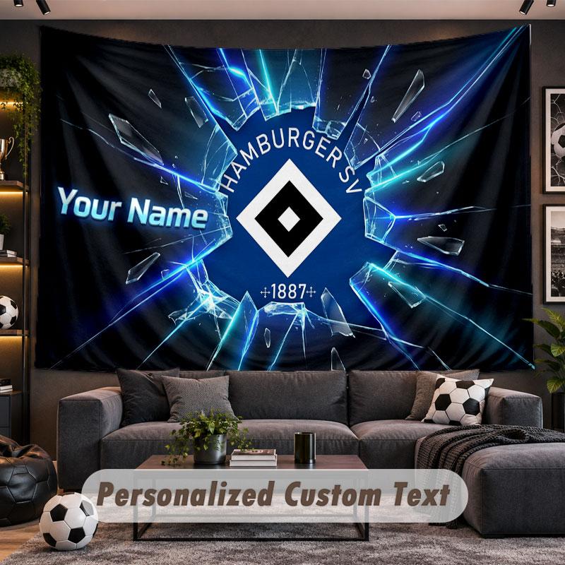 Wall Hanging Tapestry Custom NameHamburger SV Pattern Personalized Printed Fabric Wall Decor