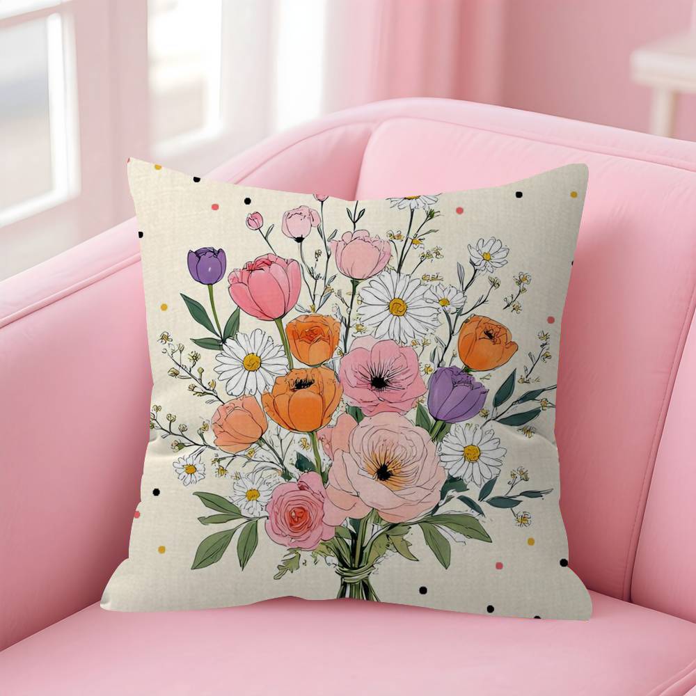 Anime Flower Love Double-Sided Printed Pillow Cover Short Plush Suitable Living Rooms Bedrooms Sofas Throw Cushion Cover