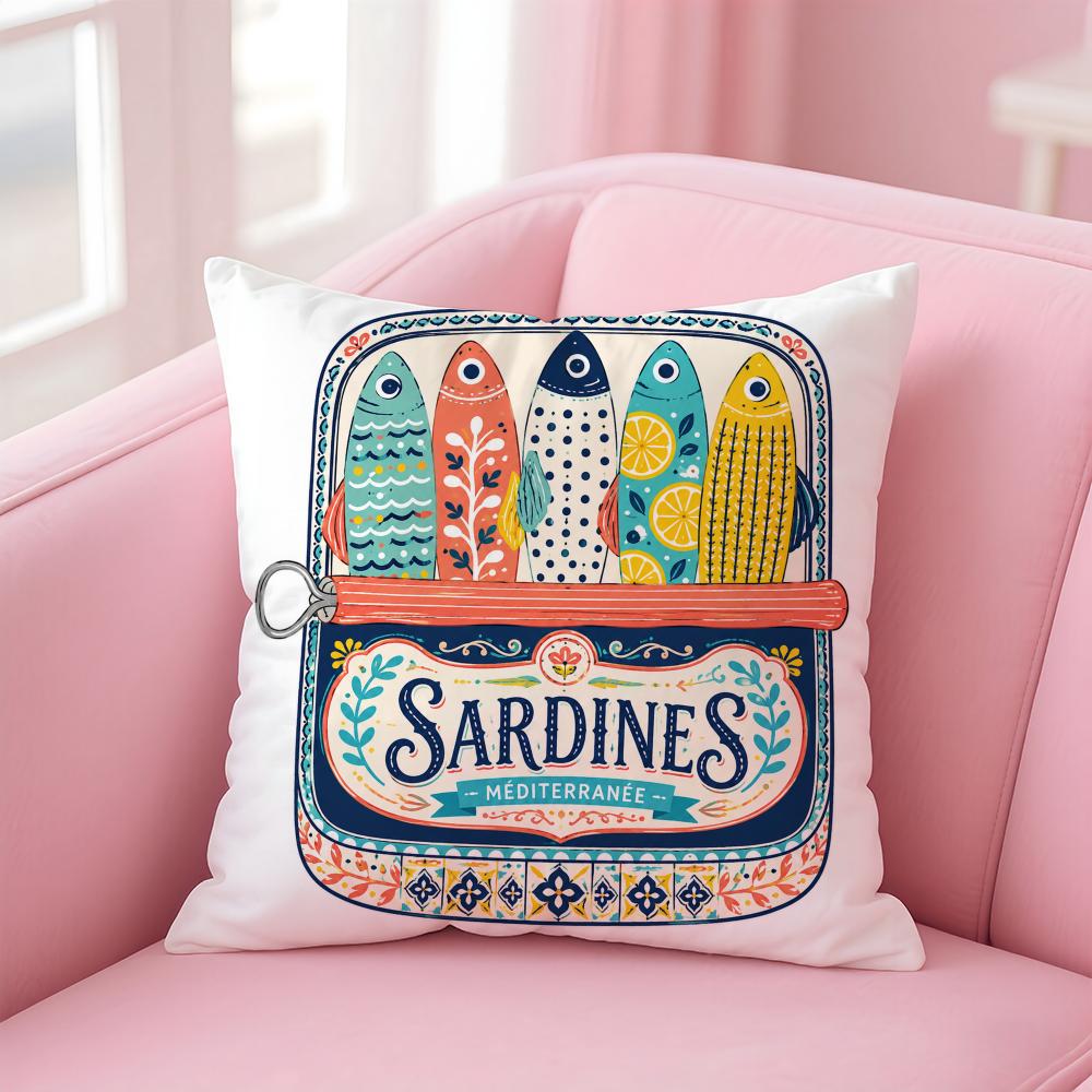 Cushion Cover Popular Animal Retro Sardine Short Plush Soft DoubleSided Printing Pillow Case Cozy Sofa Bedroom Home Decor Gift