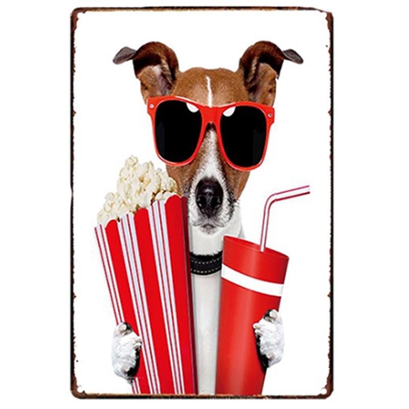 Mfoever Christmas Dog Decor Metal Tinplate Poster New Year Festival Decor xcm Cute Dog Poster