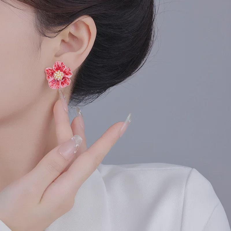 Серьги Ankola Red Flower 2024: Нишевый роскошный стиль знаменитостей для женщин