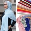 Muslim Bubble Chiffon Hijab Scarf Women Solid Color Soft Long Shawls and Wraps Georgette Islamic Head Scarves Ladies Hijabs