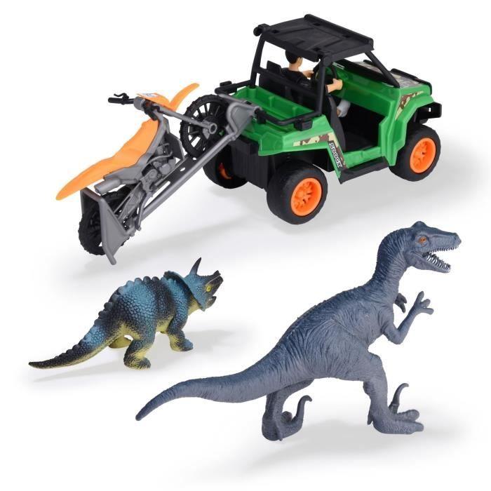 Coffret Chasseur De Dinosaures - Dickie - 1 Figurine Articulée Et 2 Dinosaures Inclus