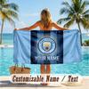 Custom Text Beach Towel, Soft Absorbent Swimming Multi-use TowelManchester City