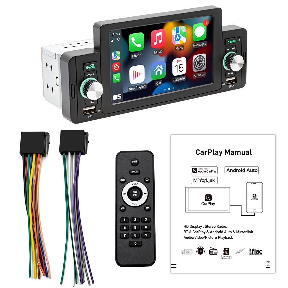 1 Din 5'' Car Radio Multimedia MP5 Player Compatible with Carplay Android Auto