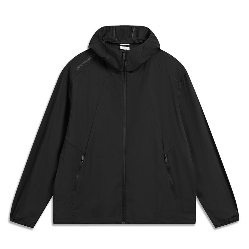 Li-Ning Легкая дышащая куртка с эффектом льда, удобная, защита от УФ-лучей UPF50+, с капюшоном, мужская верхняя одежда, черная AFDWE57-1