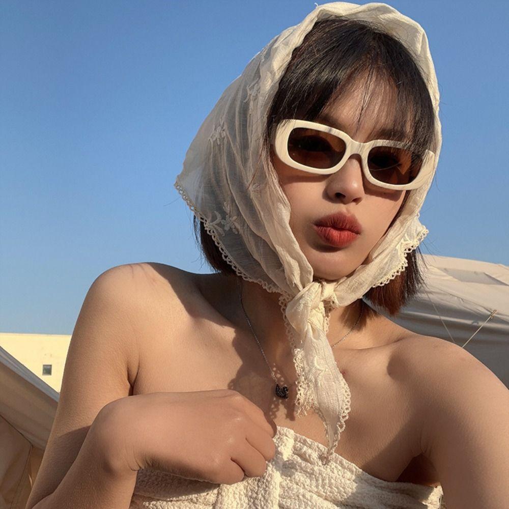 Sweet Cotton Linen Hair Band Y2K Bohemia Bandana Floral Lace Hair Scarf Photograh