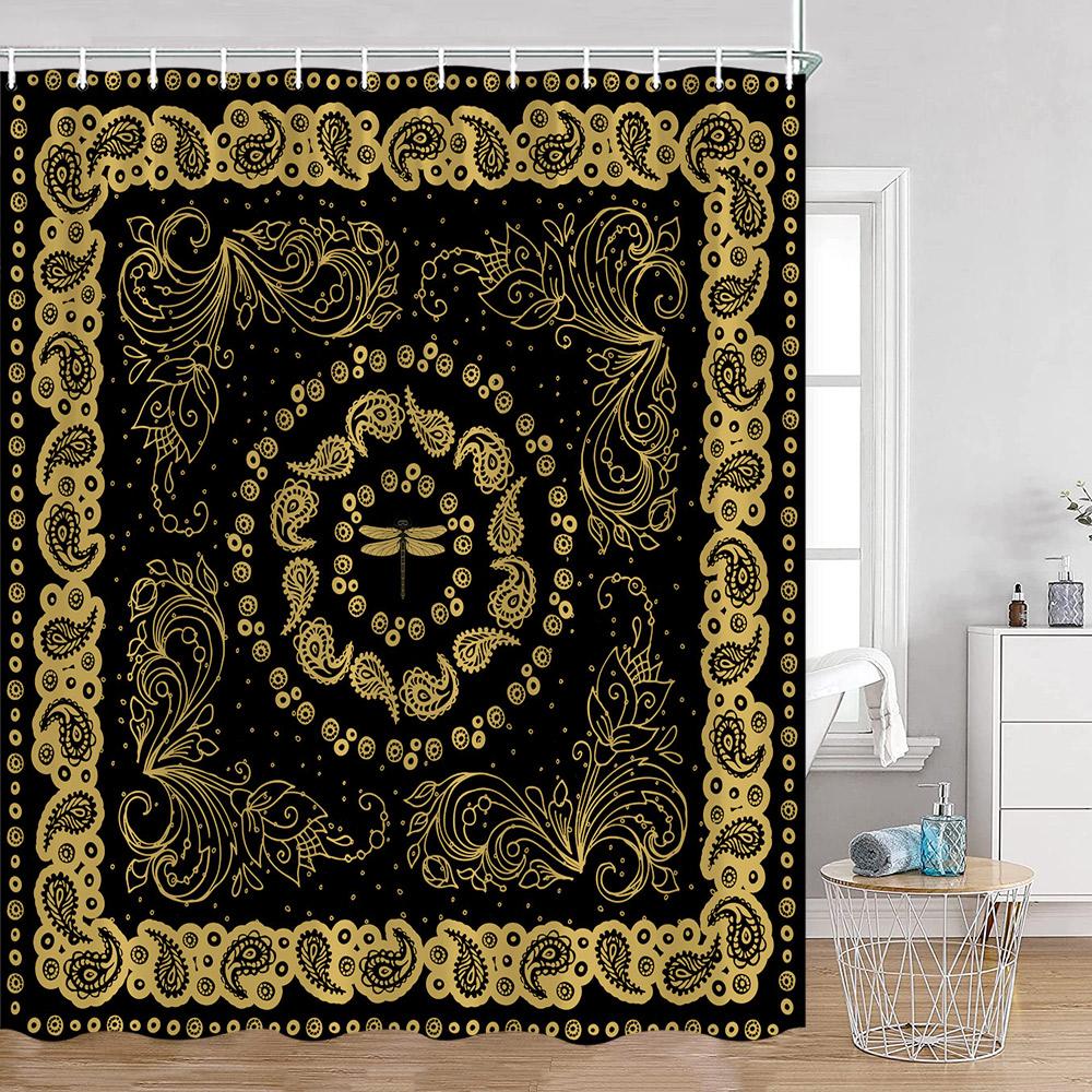 Бохо Индия Стиль Занавеска для душа Богемный Винтажный Индийские Ванные Комнаты Украшения Мандала Полиэстер Ткань Ванные Комнаты Занавески С Крючками