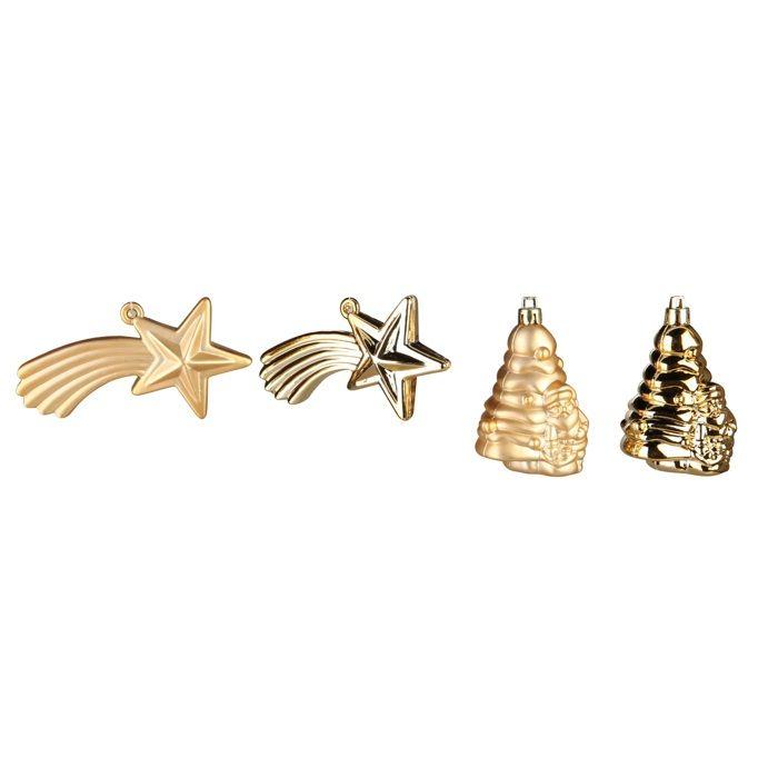 4 boules de sapin de noel et etoile or
