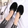 Women Fur Ballet Dance Shoes Flats Buckle Loafers Shoes Woman 2025 Trend Fashion Winter Shallow Warm Snow Boots Zapatillas Mujer