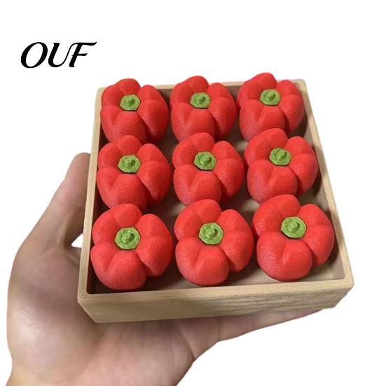 Anxiety Relief Sensory Toy 3D Printed Fruit Vegetable Fidget Clicker, 9-in-1 Tomato Blueberry Pepper Clicker Finger Stress Clicky Button for