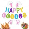 Happy Easter Pulling Flag Banner Bunny Ear Headband Easter Theme Party Background Wall Decoration For Festival Celebration