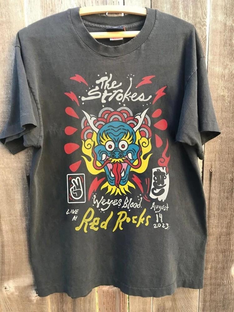 Vintage The Strokes Red Rocks Concert Charcoal Unisex Tshirt Men Women Unisex T-Shirt