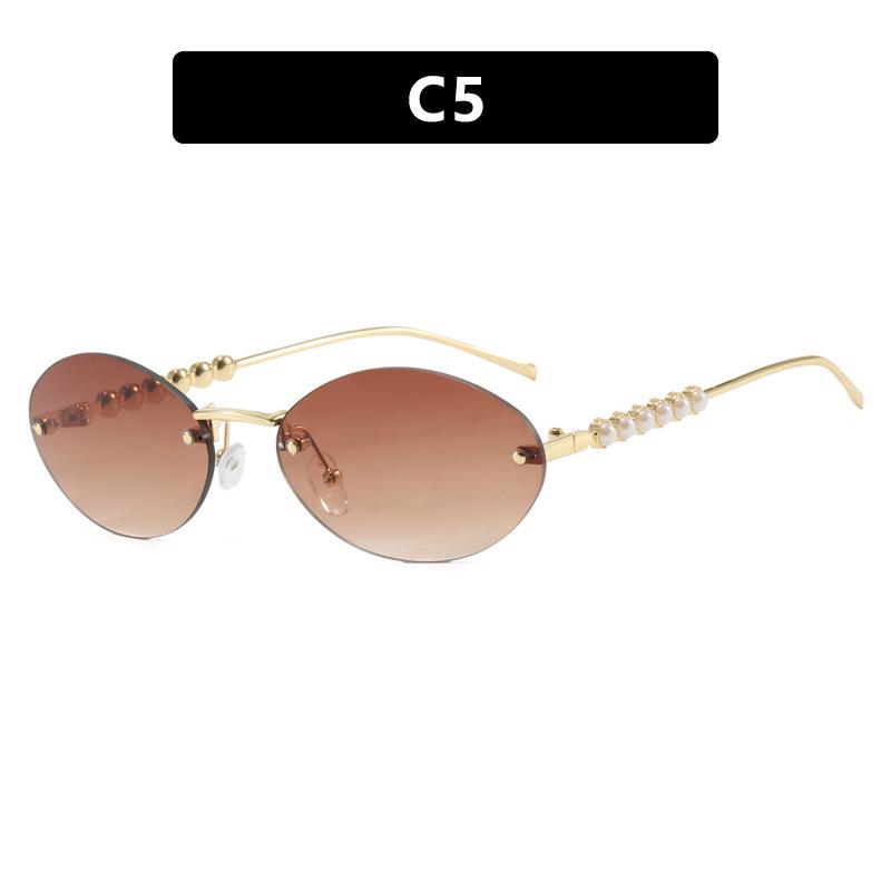 Pearl Oval Rimless Sunglasses - 2025 Trendy Fashion for Women
