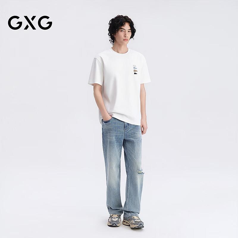 Мужские джинсы GXG, охлаждающие, винтажные, рваные, свободные, прямые