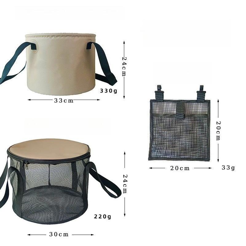 Foldable Portable PVC Water Bucket Outdoor Camping Fishing Mesh Bag Collapsible for Washing Fruit Leisure Reliable Gear