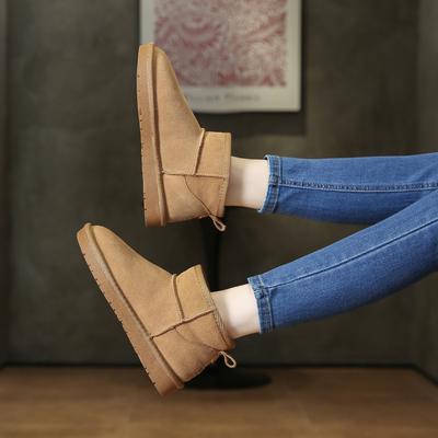 Срочная доставка~ зимние утепленные мужские и женские одинаковые парные сноубутсы кожаные теплые хлопковые ботинки толстая подошва нескользящие низкие