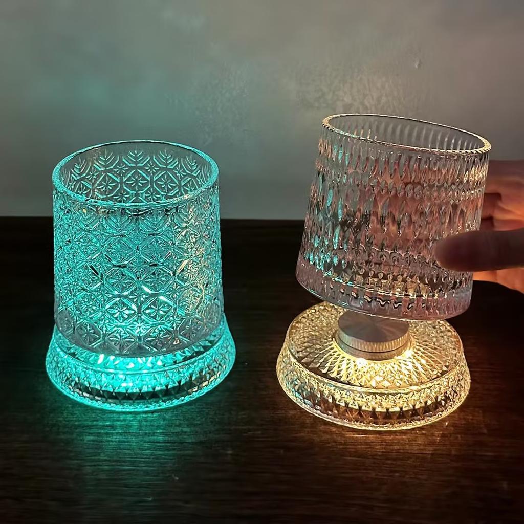 Rotating Whiskey Cup With Led Lamp Holder Crystal Glasses Tumbler for Cocktail Scotch, Bourbon, Gin, Brandy Home Bar Accessories