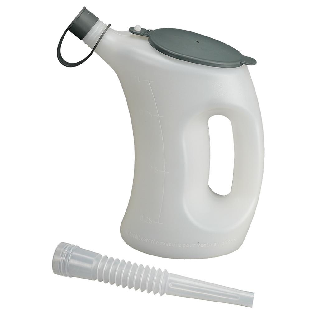 Measuring vessel with lid-FLA-PE, transparent, 1 liter