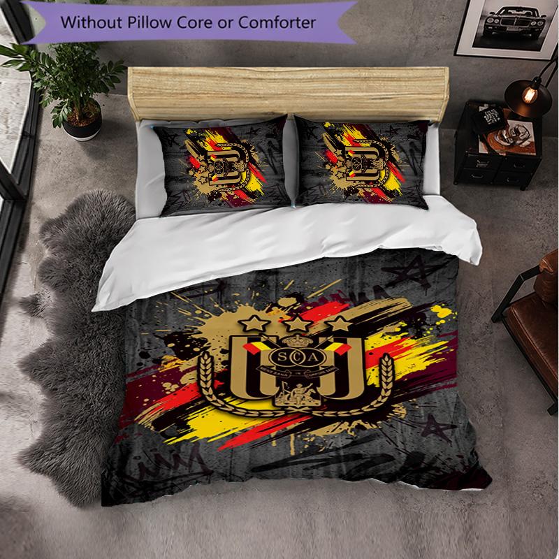Anderlecht FC Themed Bedding 3Pcs Duvet Cover Set Decorative Bed Linen For Teen Room Home Decoration