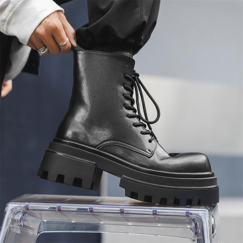 Ботинки мартин мужские на толстой подошве британские высокие зимние дерби повышающие рабочие мужские ботинки 16774-J