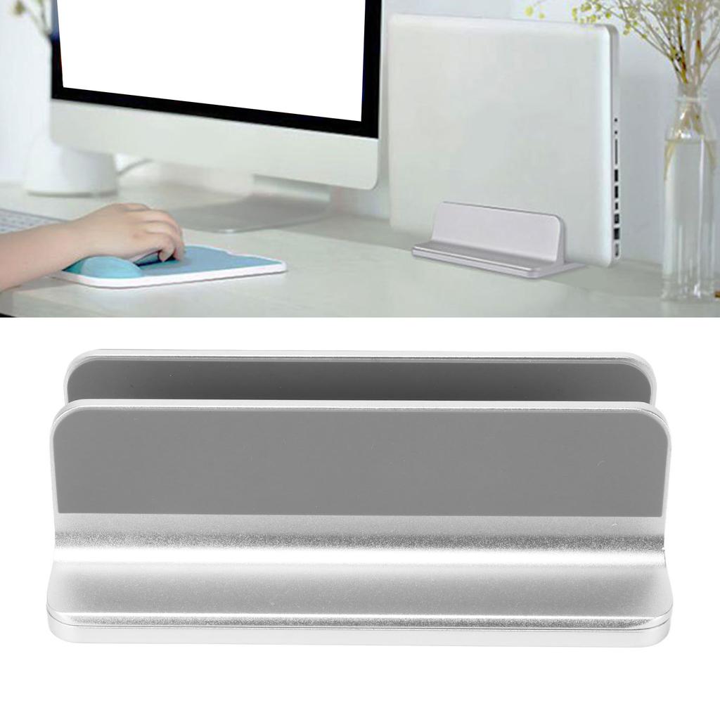 Вертикальная подставка для ноутбука из серебристого алюминиевого сплава, силиконовая подкладка, регулируемая база для ноутбука