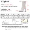 Модные женские ботильоны Eilyken размера 35-42 с квадратным носком, модные туфли на высоком каблуке, осенне-зимняя обувь, на молнии, для офисной леди, синие ботильоны для женщин