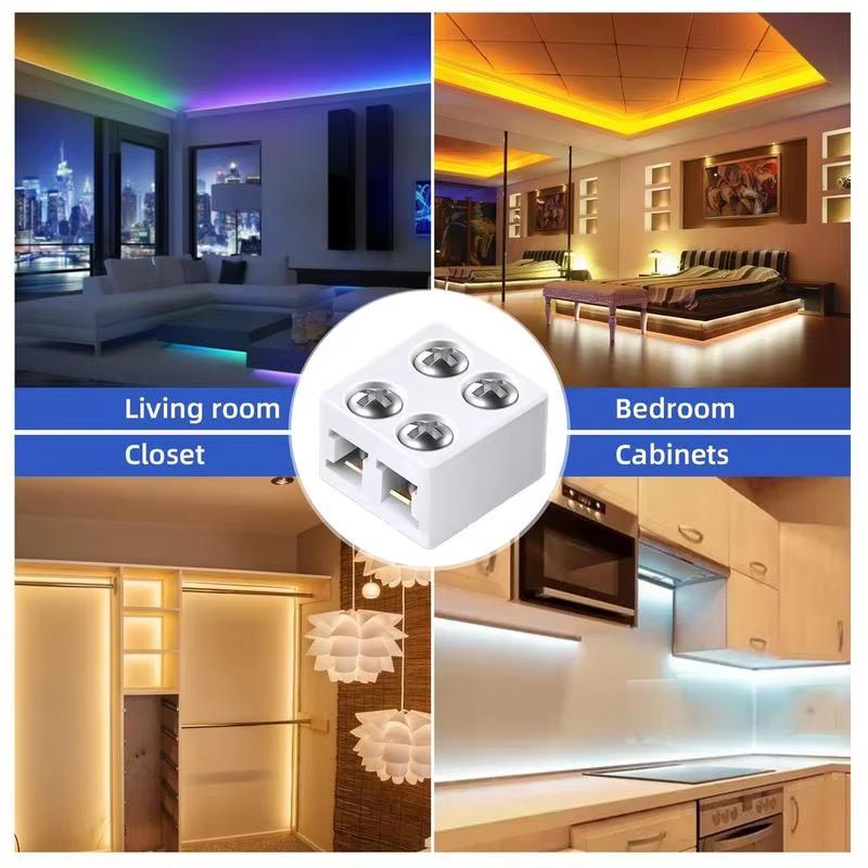 Connecteurs rapides sans soudure 8MM à 2 broches pour ruban LED, connecteurs rapides pour ruban LED, connecteurs pour câbles 22AWG/20AWG/18AWG/16AWG