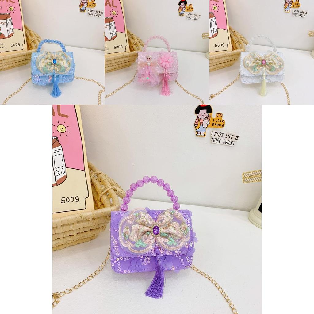Kids Shoulder Bag With Floral Design And Tassel For Daily Outfits** Characters Included)