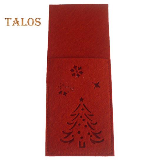 4 шт., Рождественский резак, держатель для вилок, квадратная рождественская елка, снежинка, полый узор, карманная сумка для столовых приборов, тканевый органайзер для посуды, декор стола