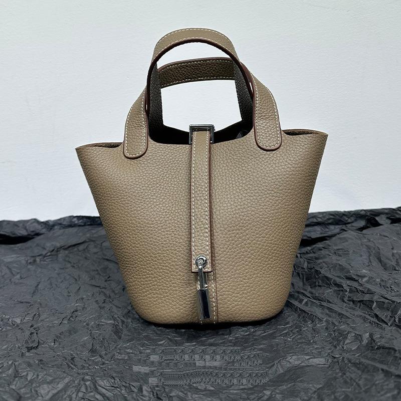 Новая женская сумка из натуральной кожи с корзиной для овощей и кожзаменителем Togo Leather Lychee Pattern Bucket Bag Bag