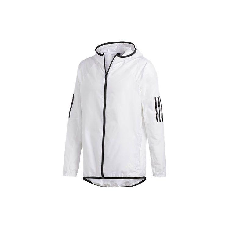Adidas Three-Stripe Casual Sport Hooded Jacket Men Outerwear White DU1962