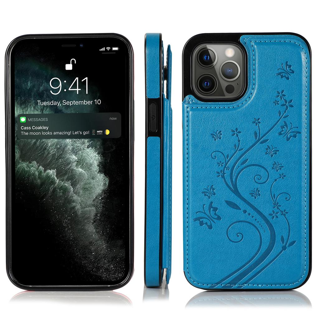 Butterfly Floral PU Leather Wallet Case for iPhone, Card Holder Slot Protective Cover with Kickstand