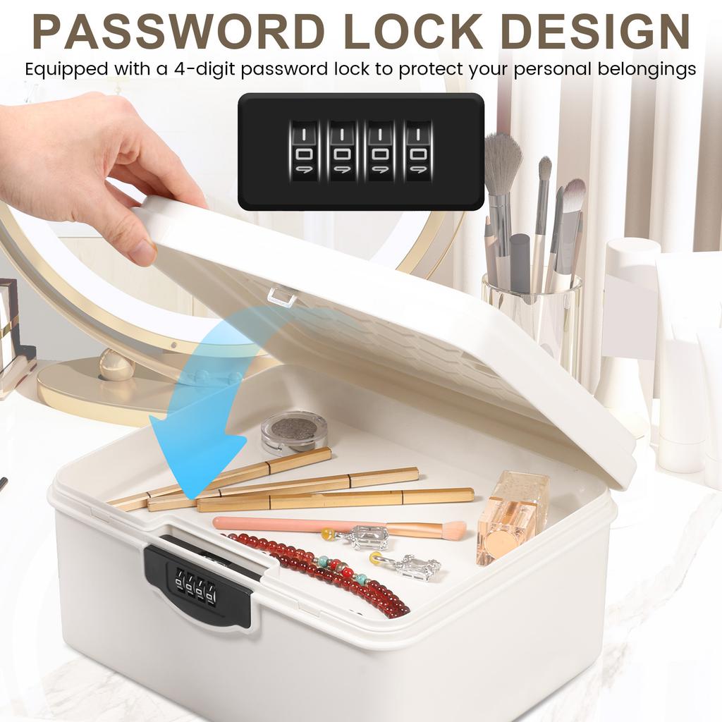 Digital Password Lock Safe Box Plastic Portable Organizer Case Household Cash Jewelry Privacy Security Storage Box with Tray