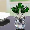 Crystal Rose Figurines Ornament,Crystal Bouquet Ornament Collectibles Handmade Rose Flower Gift for Wife Mom Girlfriend